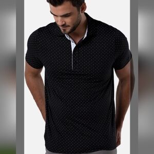 Classic Black Polo Shirt with White Dots